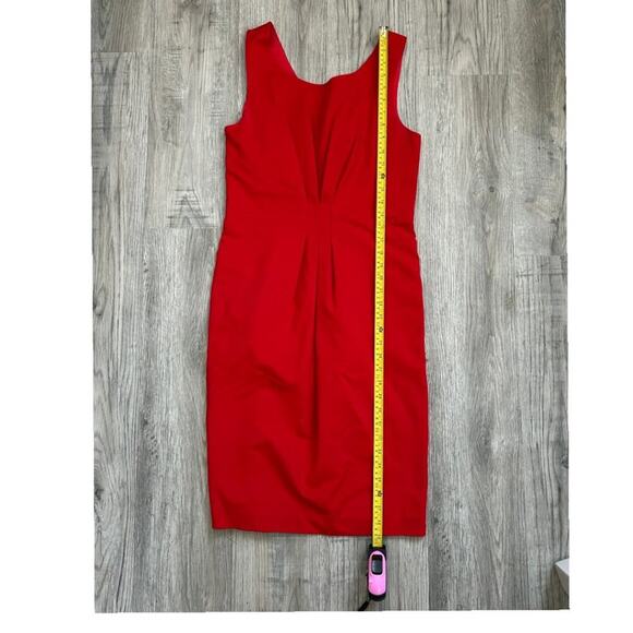 Pink Tartan Red Sheath Dress Gold Back Zip Stretch Bodycon Sleeveless Size 6 - Picture 12 of 12